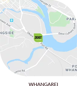 maps of Whangarei showing Zest Offices